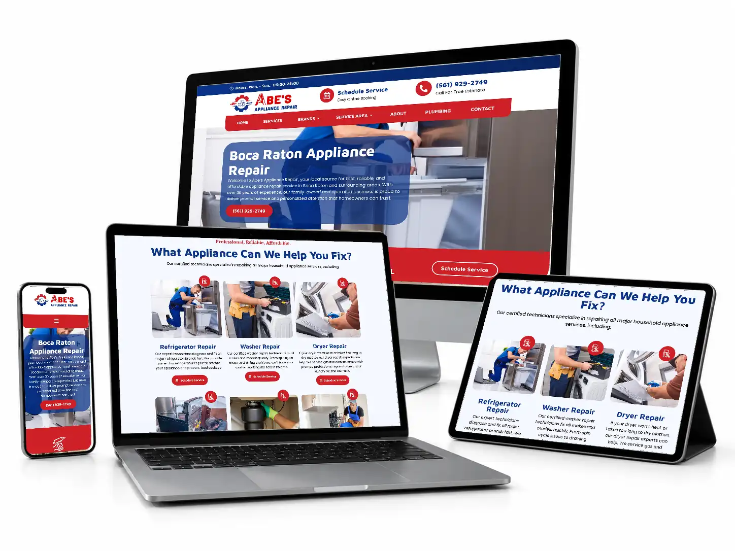 Abe's Appliance Repair website design mockup