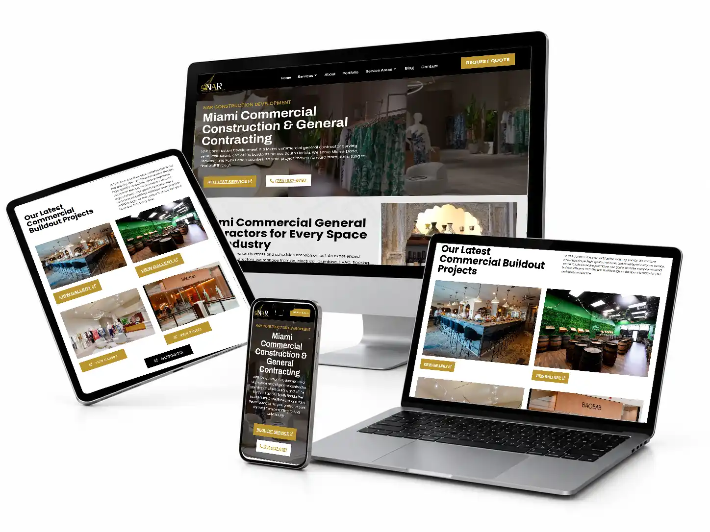 NAR Construction website design mockup