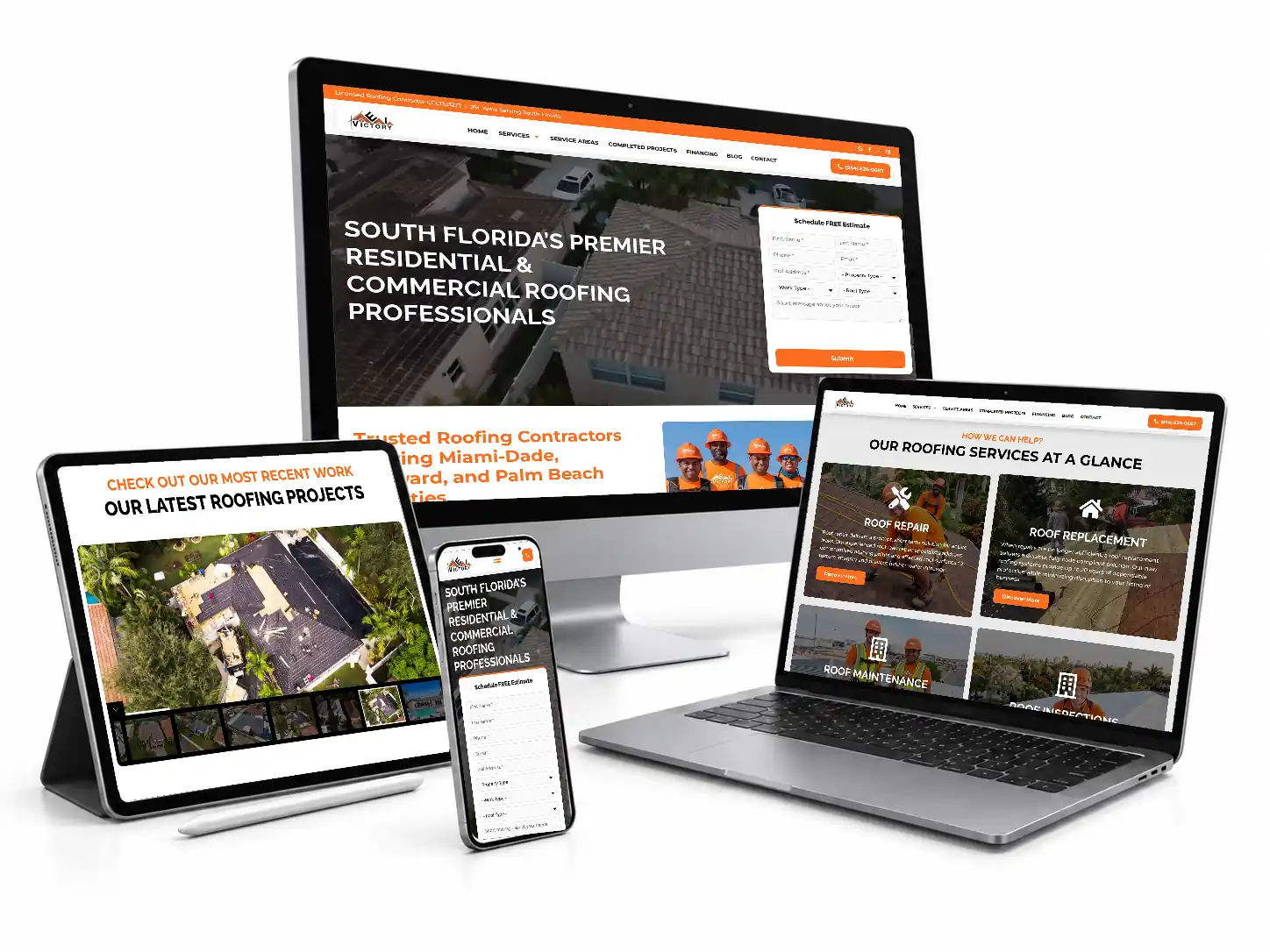 Victory Roofing website design mockup